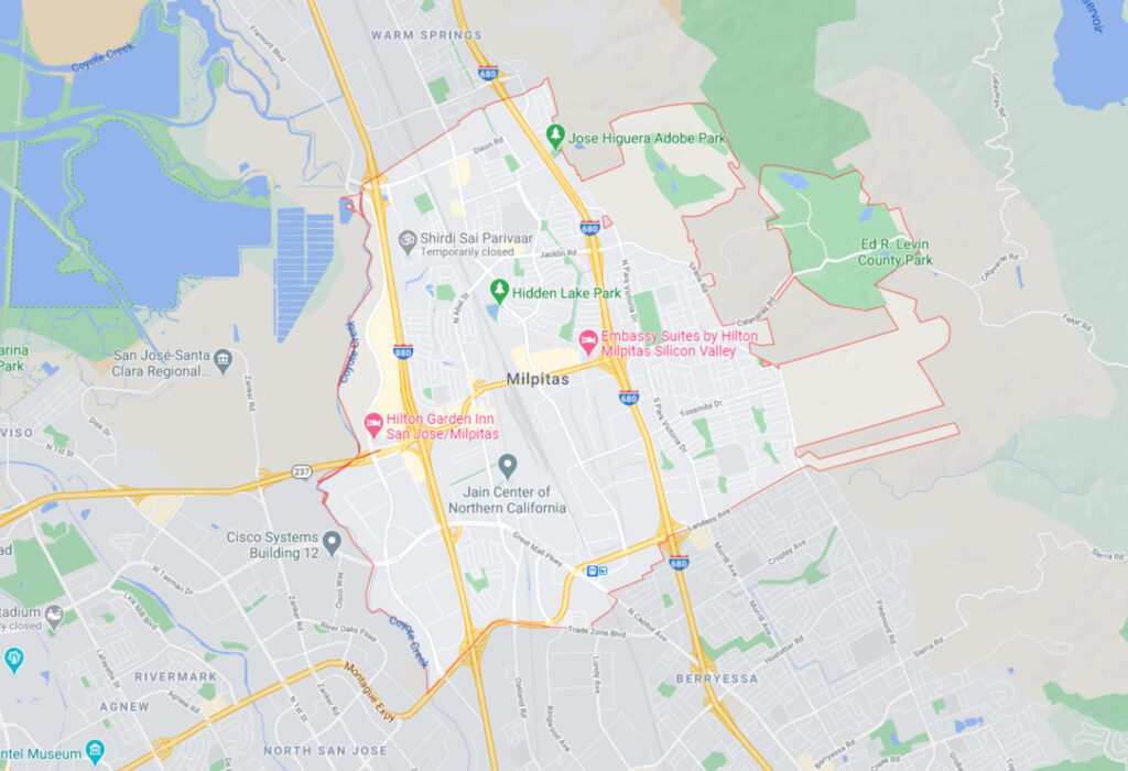Map-of-Service-Area-in-Milpitas-CA